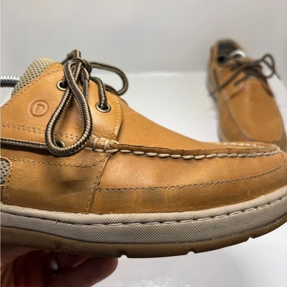 Rockport Men’s 11.5 Leather Boat Shoes Tan Brown Lace-Up Casual Comfort Shoes - Picture 13 of 16